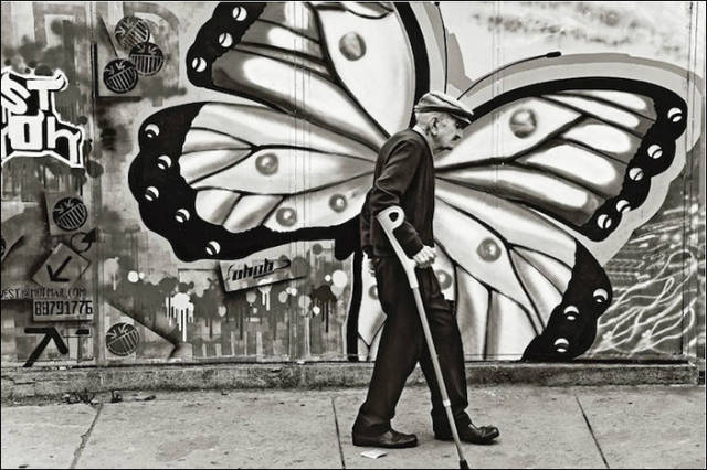 man butterfly graffiti