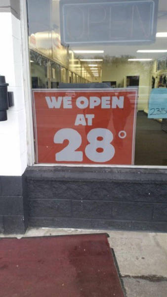 signage - We Open 235 At 28