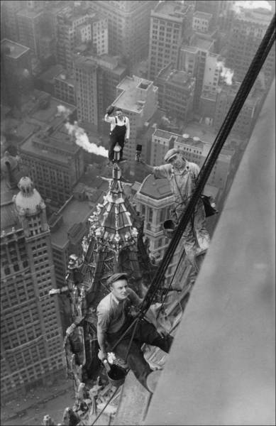 view from above new york building workers