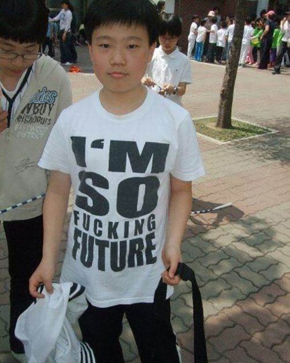 Asians Wearing Shirts With American Writing