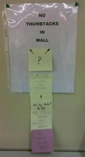 funny notes to leave coworkers - No Thumbtacks In Wall sticky Note! No Stic Sticky