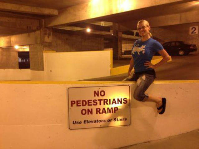 fun - No Pedestrians On Ramp Use Elevators or Stairs