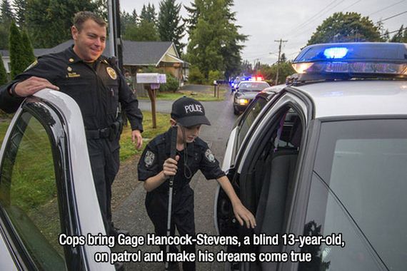gage hancock stevens - Pole Cops bring Gage HancockStevens, a blind 13yearold, on patrol and make his dreams come true