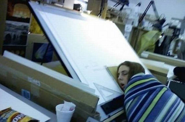passed out sleeping at work