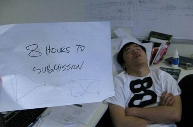 passed out people sleeping at work - 8 Hours To Submission