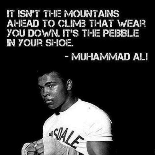muhammad ali mountain quote - It Isn'T The Mountains Ahead To Climb That Wear You Down. It'S The Pebble In Your Shoe. Muhammad Ali Nsdale