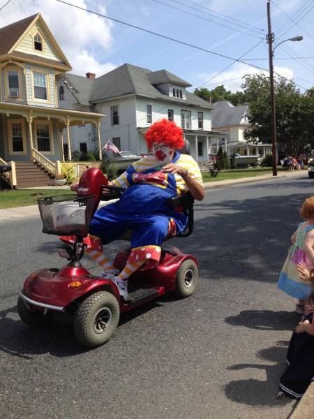 clown on a scooter