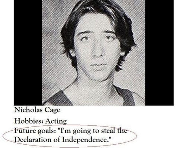 nicolas cage - Nicholas Cage Hobbies Acting Future goals "I'm going to steal the Declaration of Independence."