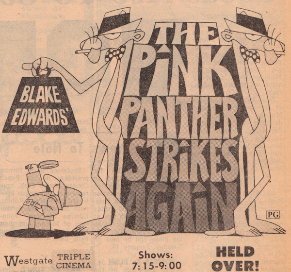 pink panther strikes again (1976) - Thes E Pink Blake Edwards Strikes Westgate Cinema Shows Held Over!