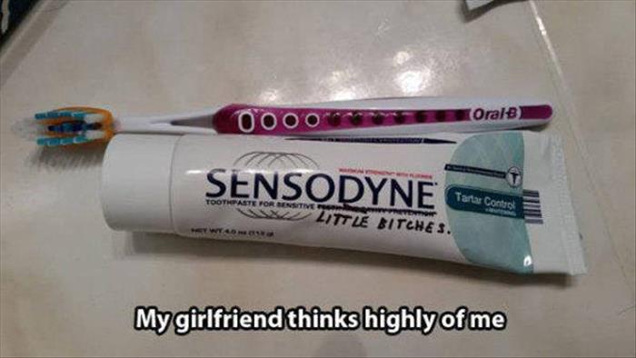 cool pic sensodyne for sensitive bitches - Oooo Orale Sensodyne X2 Little Bitches. My girlfriend thinks highly of me