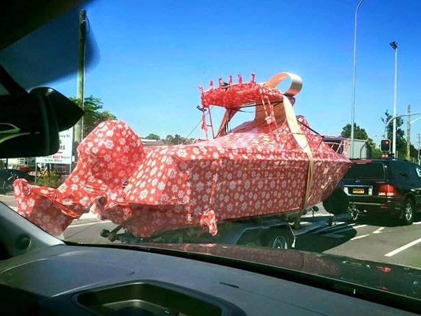 gift wrapped boat