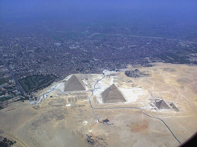 giza pyramids from air