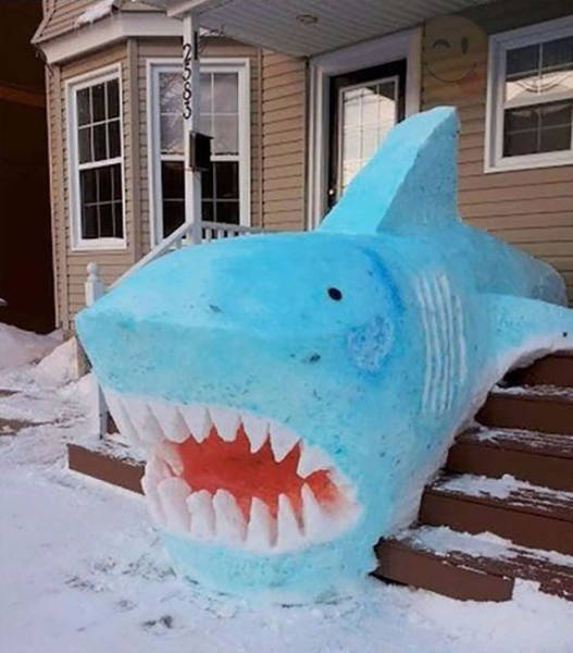 shark snow sculpture