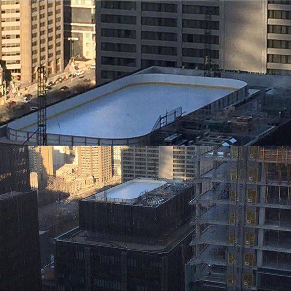 hockey rink on top of building - Ted Res Line