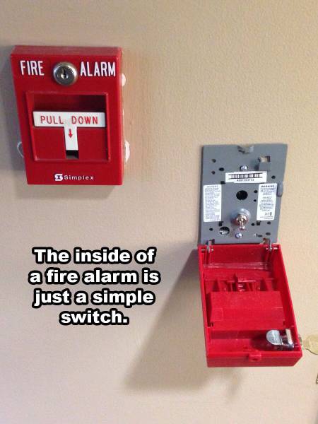 inside of fire alarm - Fire Alarm Pull Down I Simplex The inside of a fire alarm is just a simple switch.