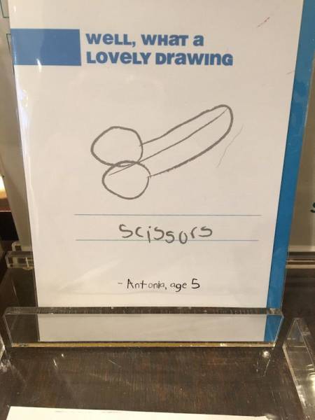 funny kid drawings - WeLL, What a Lovely Drawing scissors Antonia, age 5