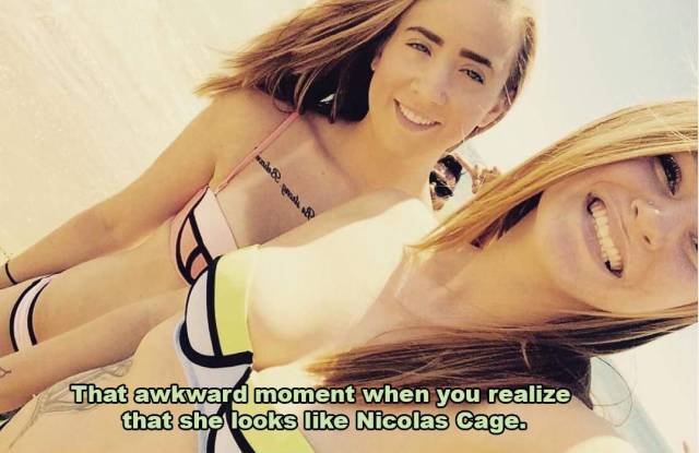 nicolas cage girl meme - That awkward moment when you realize that she looks Nicolas Cage.