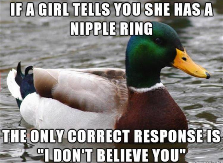 wanna see your boobs - If A Girl Tells You She Has A Nipple Ring The Only Correct Response Is I Don'T Believe You"