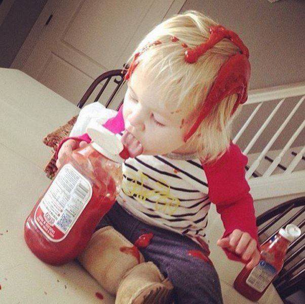 cool messy ketchup kid - ,