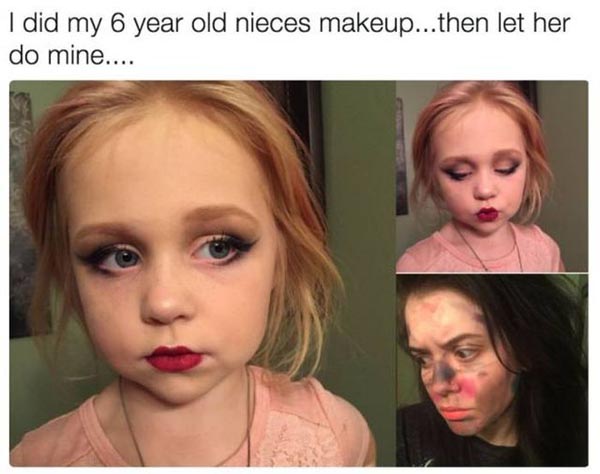 did my nieces makeup - I did my 6 year old nieces makeup...then let her do mine....