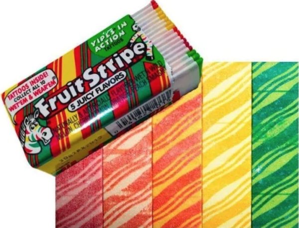 fruit stripe gum 80s - Yipes In Action Tattoos Tattoos Inside! Collect All 10 Wetem & Weareno Fruit Stripe 6 Juicy Flavors Sually Aviactaly Laweta Wd Lunch Dan Reach