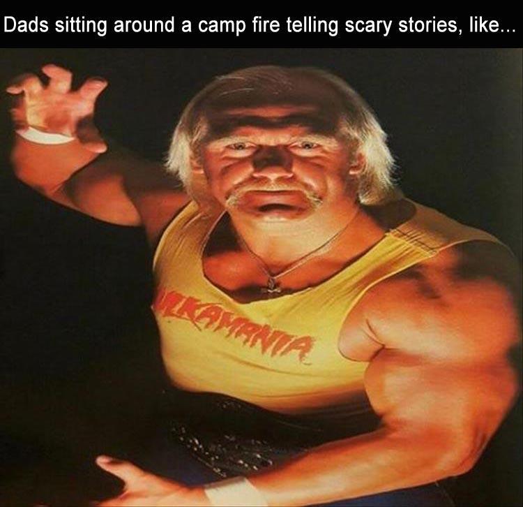 muscle - Dads sitting around a camp fire telling scary stories, ... Kamania