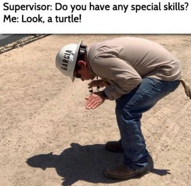 covid 19 memes funny - Supervisor Do you have any special skills? Me Look, a turtle! Garcia