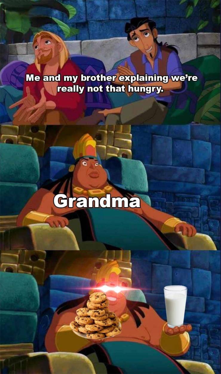 games - Me and my brother explaining we're really not that hungry. Grandma