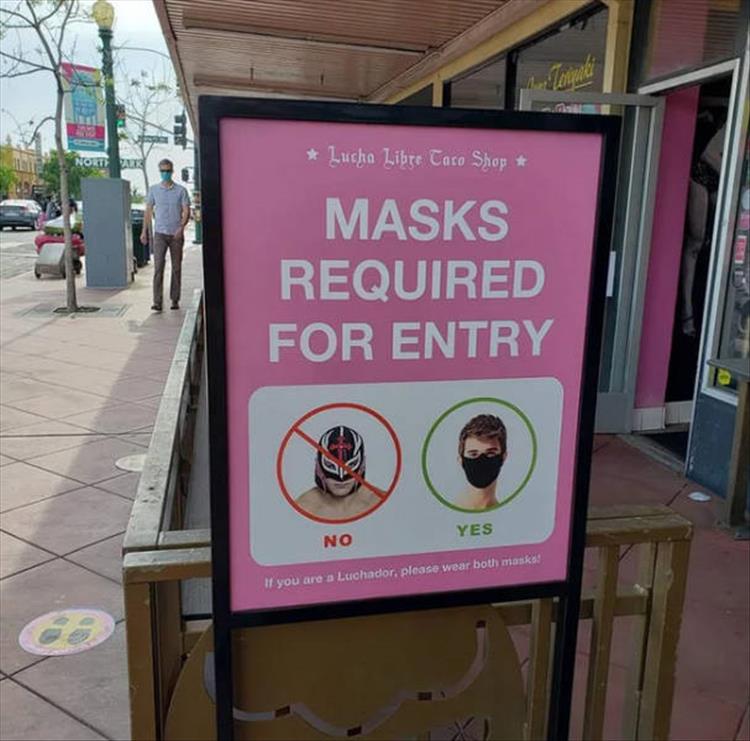 mask required sign funny - Lucha Libre Taro Shop Nokt Masks Required For Entry Yes No If you are a Luchador, please wear both masks