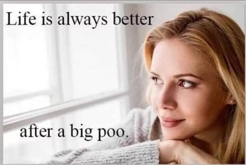 life is better after a big poo - Life is always better after a big poo.