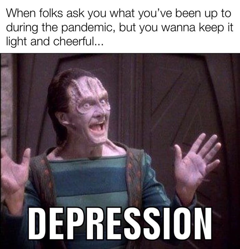 elim garak - When folks ask you what you've been up to during the pandemic, but you wanna keep it light and cheerful... Depression