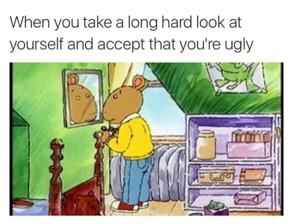 cartoon - When you take a long hard look at yourself and accept that you're ugly