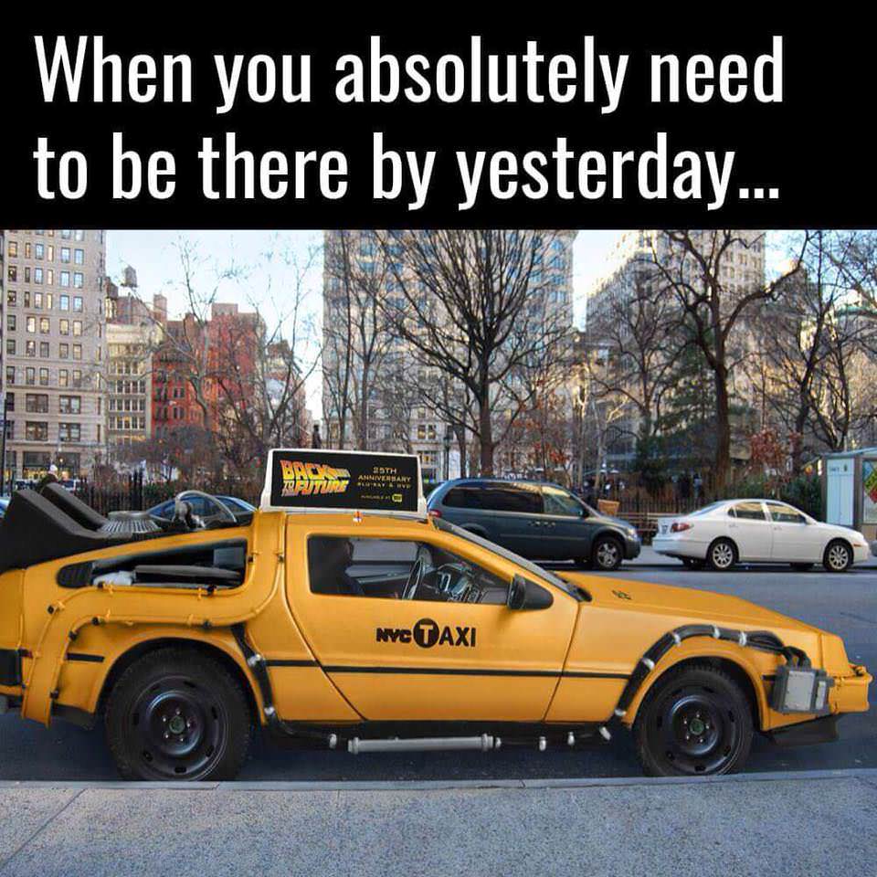 delorean taxi - When you absolutely need to be there by yesterday... Banos Turie 29TH Anniversary Nyc Taxi