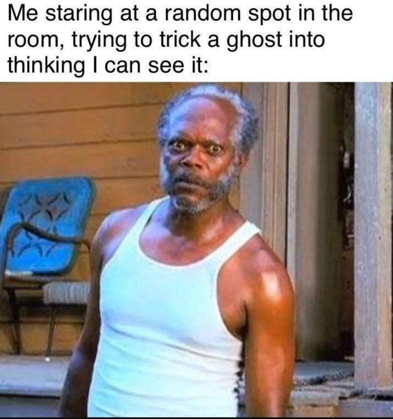 samuel l jackson black snake moan - Me staring at a random spot in the room, trying to trick a ghost into thinking I can see it