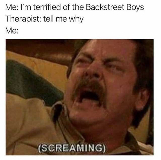 d&d memes - Me I'm terrified of the Backstreet Boys Therapist tell me why Me Screaming