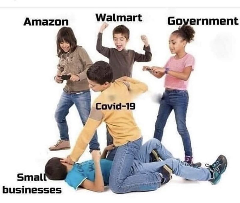 kids beating up kid meme template - Amazon Walmart Government Covid19 um Small businesses
