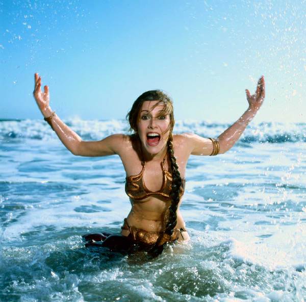 carrie fisher on the beach