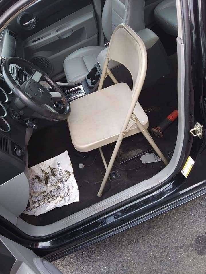 folding chair in car meme - La San Saw