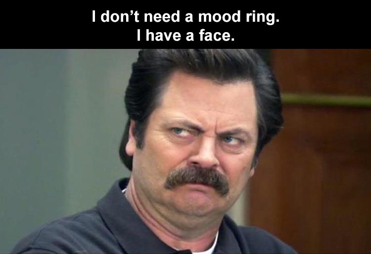 ron swanson - I don't need a mood ring. I have a face.