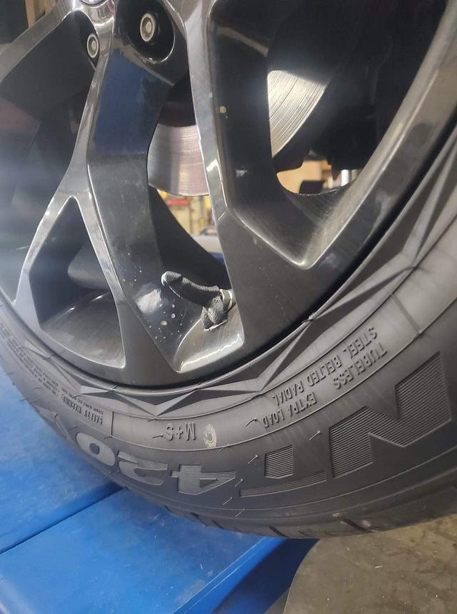 penis shaped valve on car tire