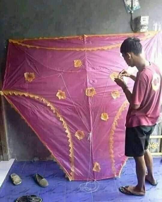 guy looking at enormous underwear kite