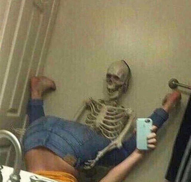 skeleton mirror selfie