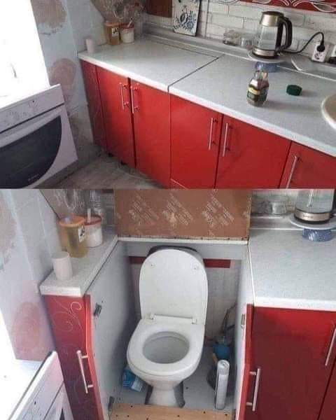 hidden toilet in kitchen - O