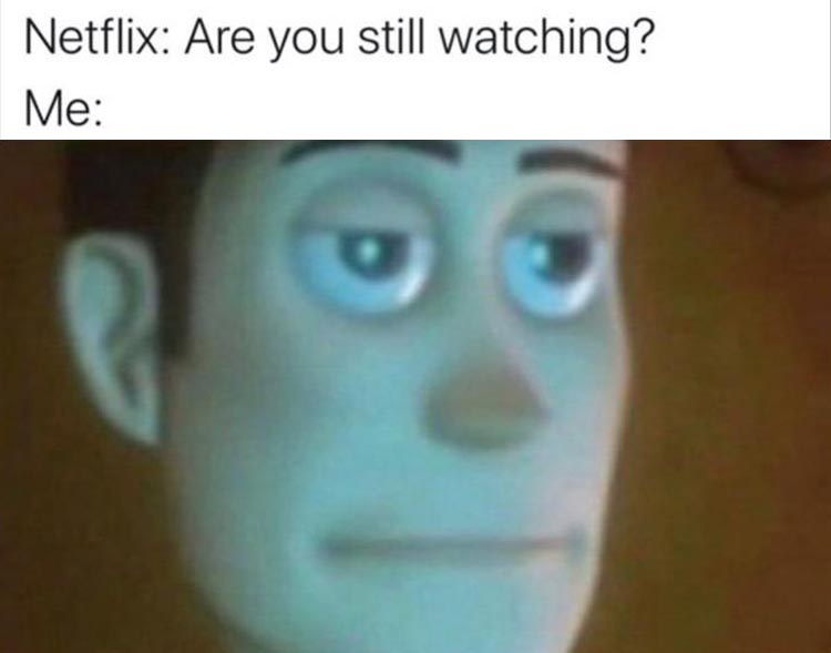 woody staring meme - Netflix Are you still watching? Me