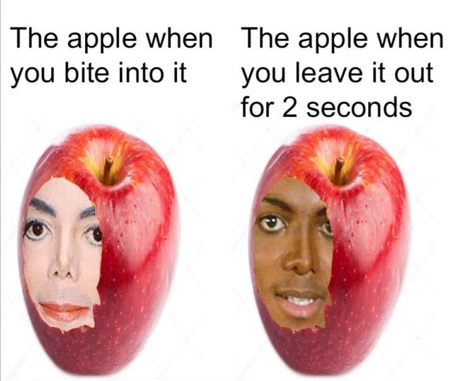 Internet meme - The apple when the apple when you bite into it you leave it out for 2 seconds
