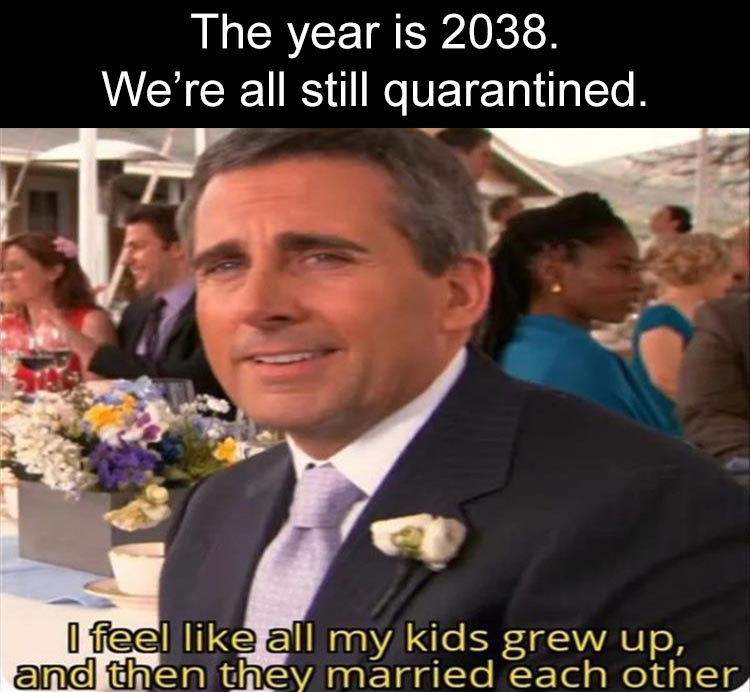 crazy funny memes - The year is 2038. We're all still quarantined. I feel all my kids grew up, and then they married each other