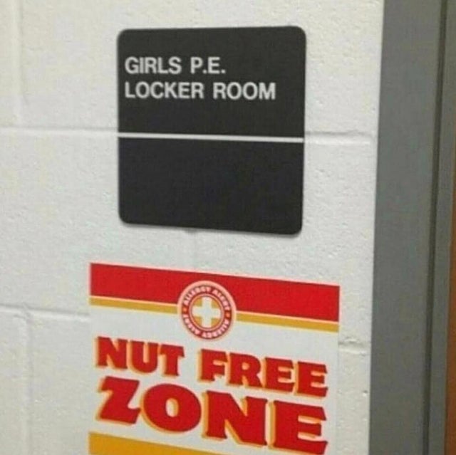signage - Girls P.E. Locker Room Nut Free Zone