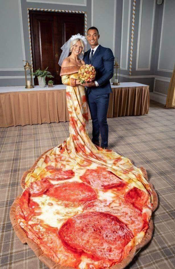 pizza wedding dress