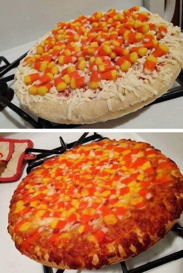 candy corn pizza -