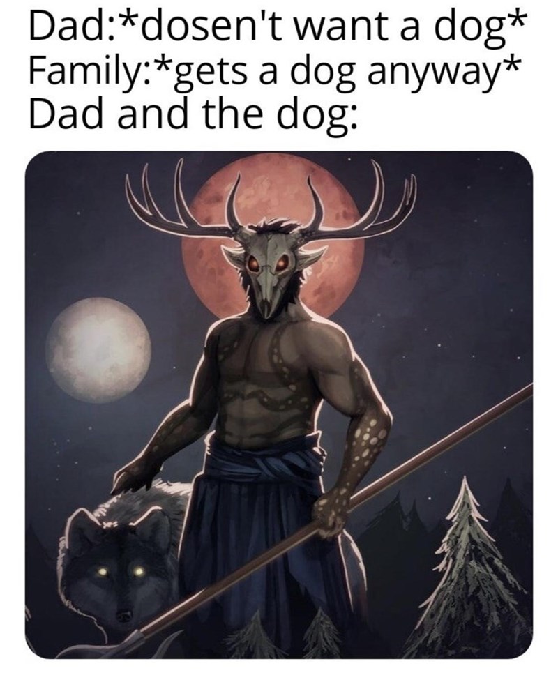 hircine tes - Daddosen't want a dog Familygets a dog anyway Dad and the dog
